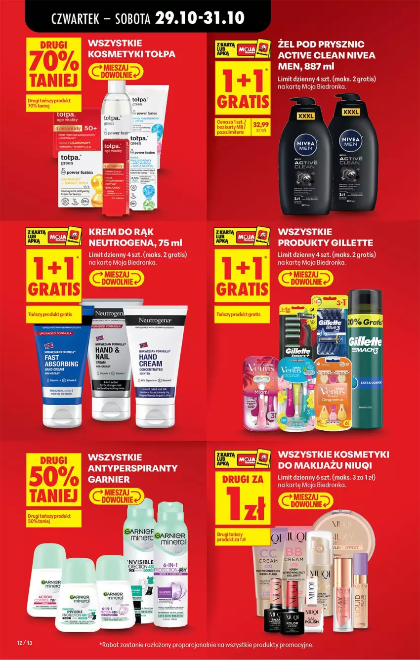 Gazetka promocyjna Biedronka - Od Czwartku - ważna 29.10 do 04.11.2026 - strona 19 - produkty: Antyperspirant, Garnier, Gillette, Gra, Neutrogena, Niuqi, Por, Tołpa