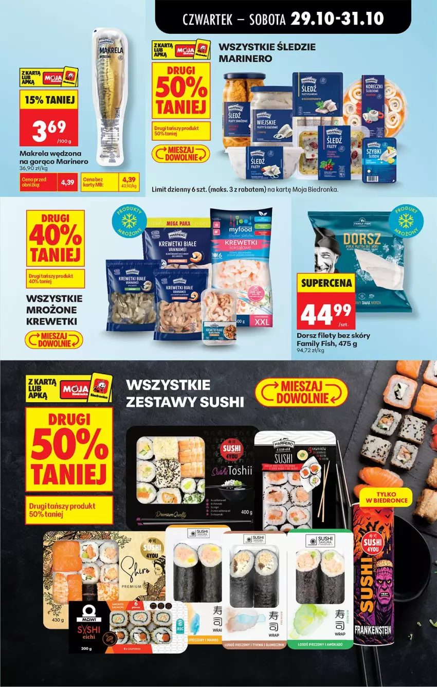 Gazetka promocyjna Biedronka - Od Czwartku - ważna 29.10 do 04.11.2026 - strona 48 - produkty: Dorsz, Fa, Krewetki, Piec, Sushi