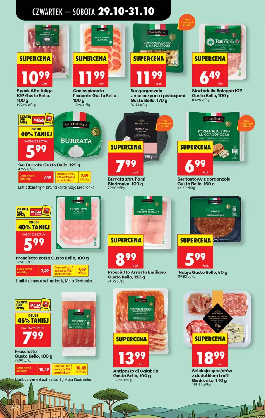 Gazetka promocyjna Biedronka - Od Czwartku - ważna 29.10 do 04.11.2026 - strona 57 - produkty: Bell, Burrata, Dell, Fa, Gorgonzola, Maggi, Mascarpone, Mortadella, O nas, Prosciutto, Ser