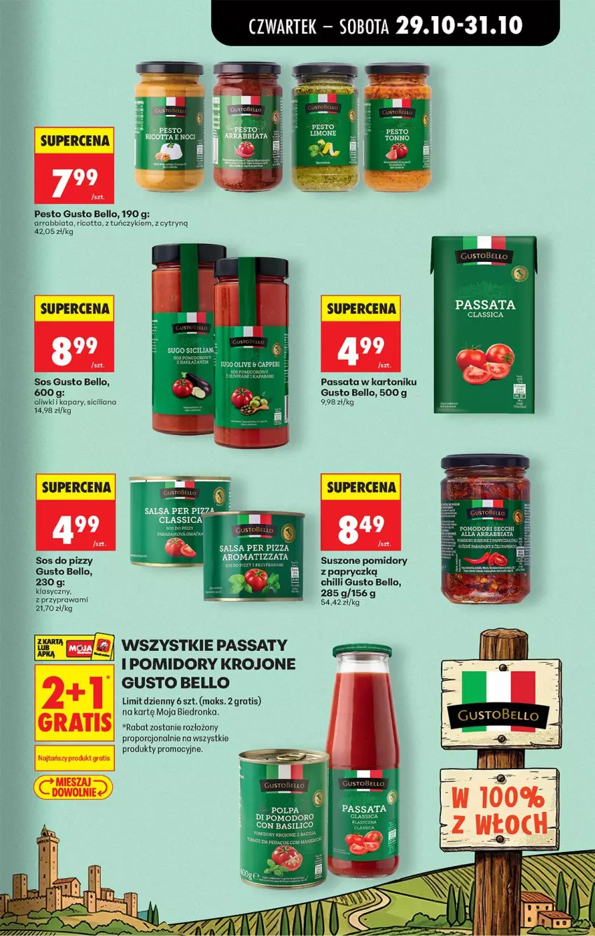 Gazetka promocyjna Biedronka - Od Czwartku - ważna 29.10 do 04.11.2026 - strona 60 - produkty: Bell, Gra, Kapary, Mysz, Oliwki, Pesto, Pizza, Pomidory, Pomidory krojone, Por, Ricotta, Salsa, Sos, Sos do pizzy, Suszone pomidory, Tonik, Tuńczyk