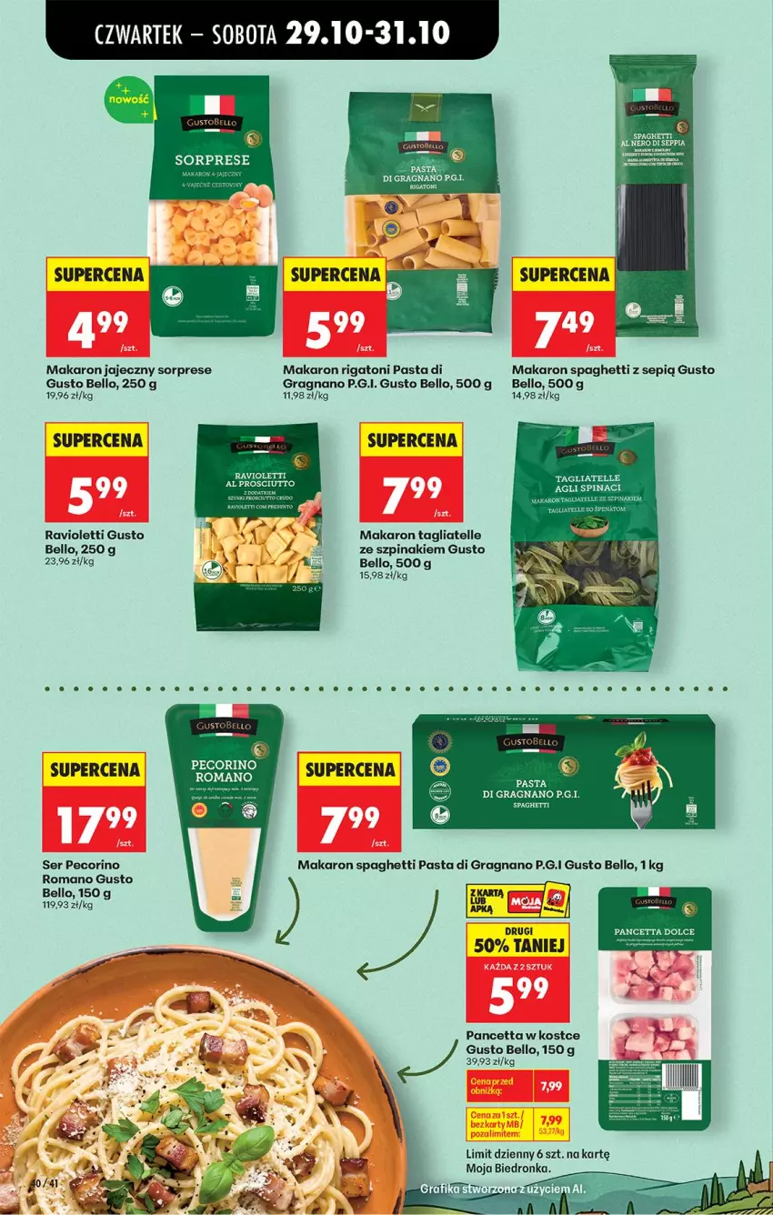 Gazetka promocyjna Biedronka - Od Czwartku - ważna 29.10 do 04.11.2026 - strona 61 - produkty: Bell, Fa, Gra, Jaja, K2, Makaron, Pecorino, Prosciutto, Ser, Spaghetti, Szpinak, Tagliatelle