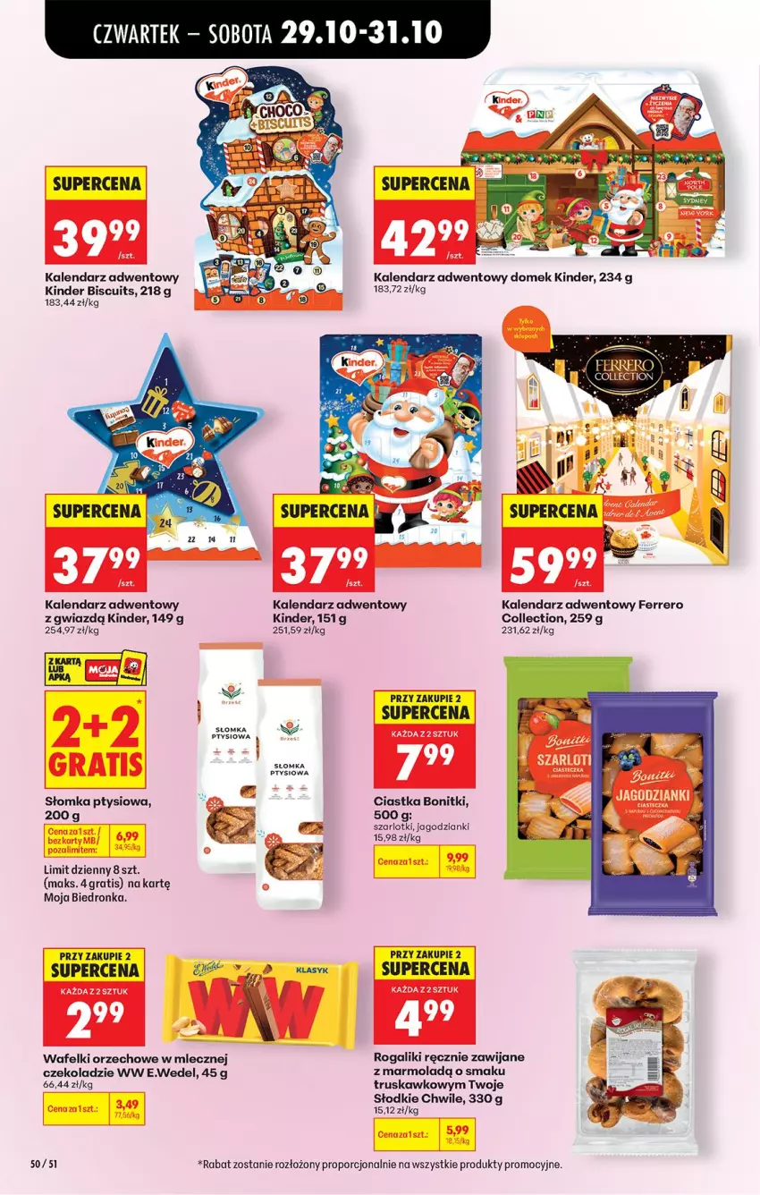 Gazetka promocyjna Biedronka - Od Czwartku - ważna 29.10 do 04.11.2026 - strona 75 - produkty: Bonitki, Ciastka, Fa, Ferrero, Gra, Kalendarz, Kalendarz adwentowy, Kinder, Mola, Por, Rogal