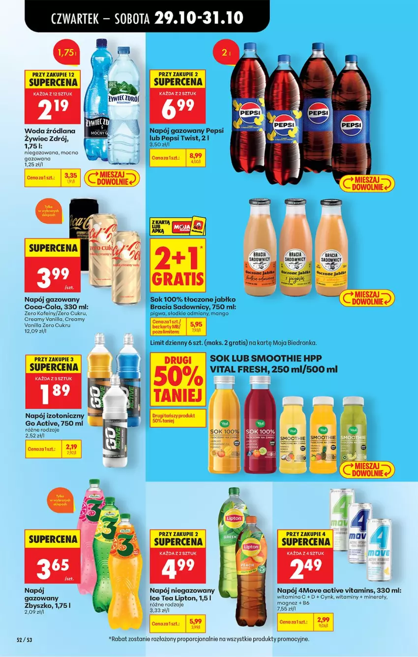 Gazetka promocyjna Biedronka - Od Czwartku - ważna 29.10 do 04.11.2026 - strona 81 - produkty: Coca-Cola, Cynk, Gra, HP, LANA, Lipton, Magnez, Mango, Napój, Napój gazowany, Napój izotoniczny, Napój niegazowany, Pepsi, Por, Smoothie, Sok, Woda