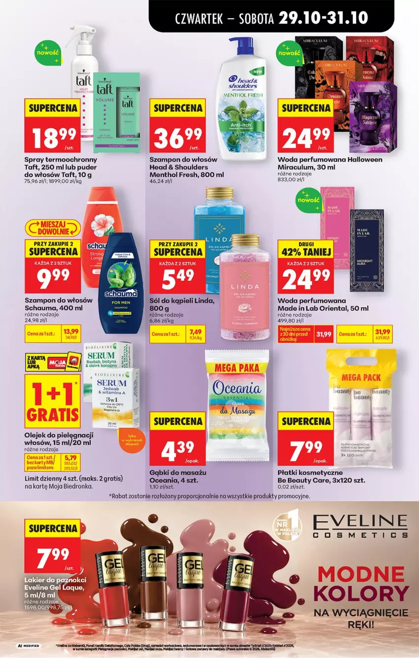 Gazetka promocyjna Biedronka - Od Czwartku - ważna 29.10 do 04.11.2026 - strona 86 - produkty: Be Be, Eveline, Fa, Gra, Olej, Perfum, Płatki kosmetyczne, Por, Puder, Rum, Schauma, Ser, Serum, Sól, Sól do kąpieli, Szampon, Taft, Woda, Woda perfumowana