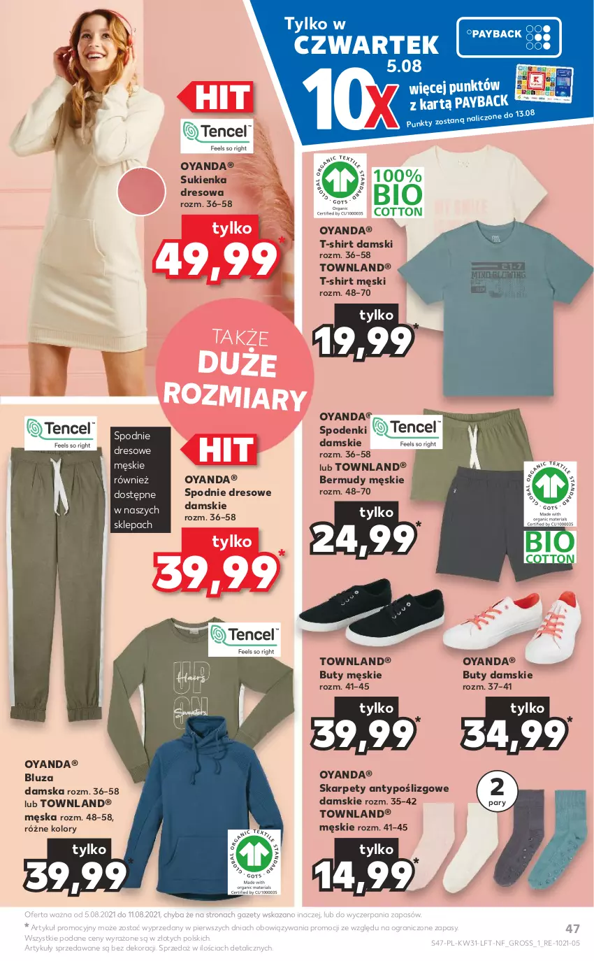 Gazetka promocyjna Kaufland - OFERTA TYGODNIA - ważna 05.08 do 11.08.2021 - strona 47 - produkty: Bermudy, Bluza, Buty, Dres, Gra, Karp, Spodnie, Spodnie dresowe, Sukienka, T-shirt