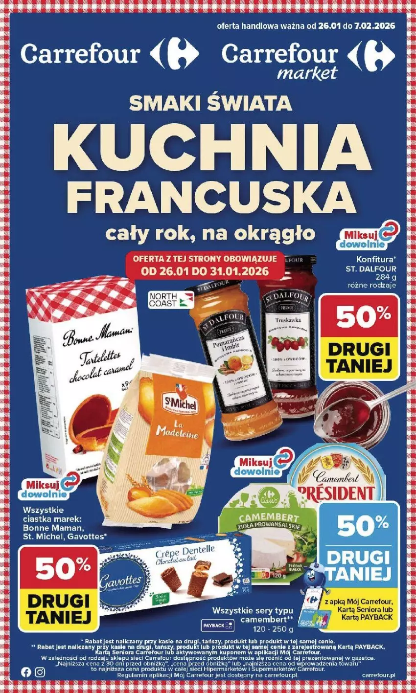 Gazetka promocyjna Carrefour - Gazetka Kuchnia francuska - ważna 26.01 do 07.02.2026 - strona 1 - produkty: Camembert, Ciastka, Ser