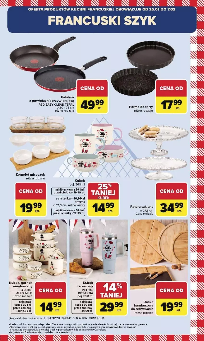 Gazetka promocyjna Carrefour - Gazetka Kuchnia francuska - ważna 26.01 do 07.02.2026 - strona 19 - produkty: Fa, Garnek, Kubek, LANA, Patelnia, Salaterka, Ser, Tefal, Tera