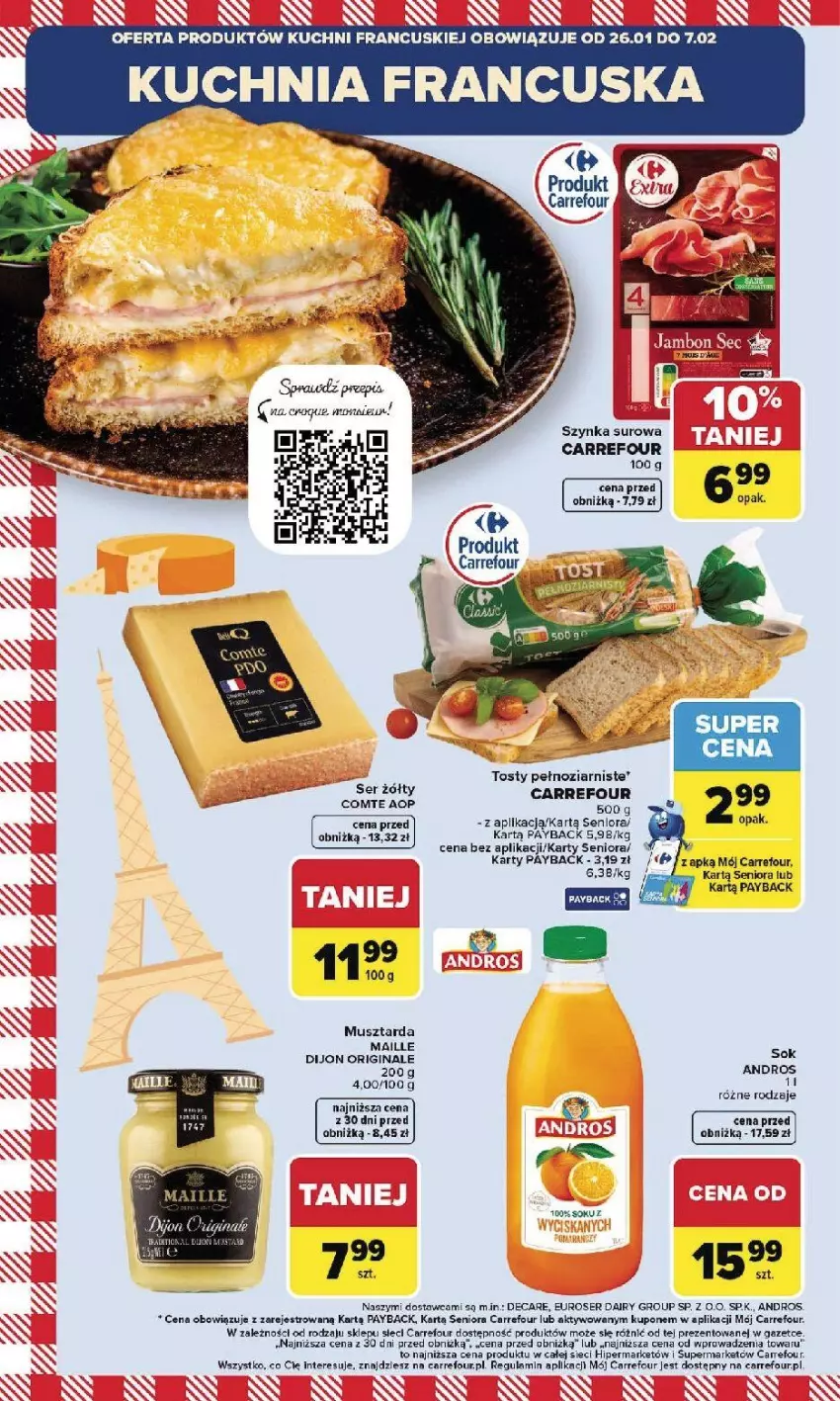 Gazetka promocyjna Carrefour - Gazetka Kuchnia francuska - ważna 26.01 do 07.02.2026 - strona 2 - produkty: Gin, Kuchnia, LG, Mus, Musztarda, Ser, Sok, Szynka