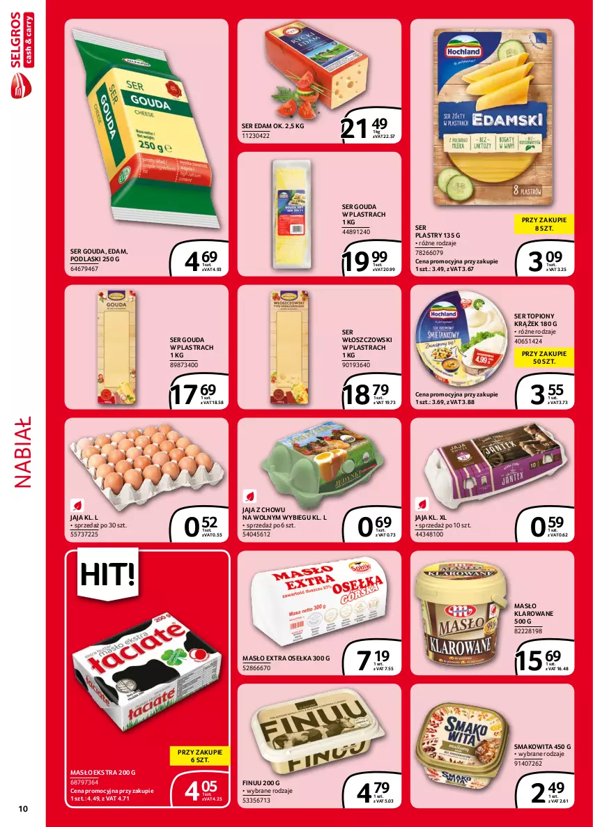 Gazetka promocyjna Selgros - Extra Oferta - ważna 01.09 do 30.09.2021 - strona 10 - produkty: Edam, Finuu, Gouda, Jaja, Masło, Masło klarowane, Podlaski, Ser, Ser topiony, Smakowita, Top, Włoszczowski