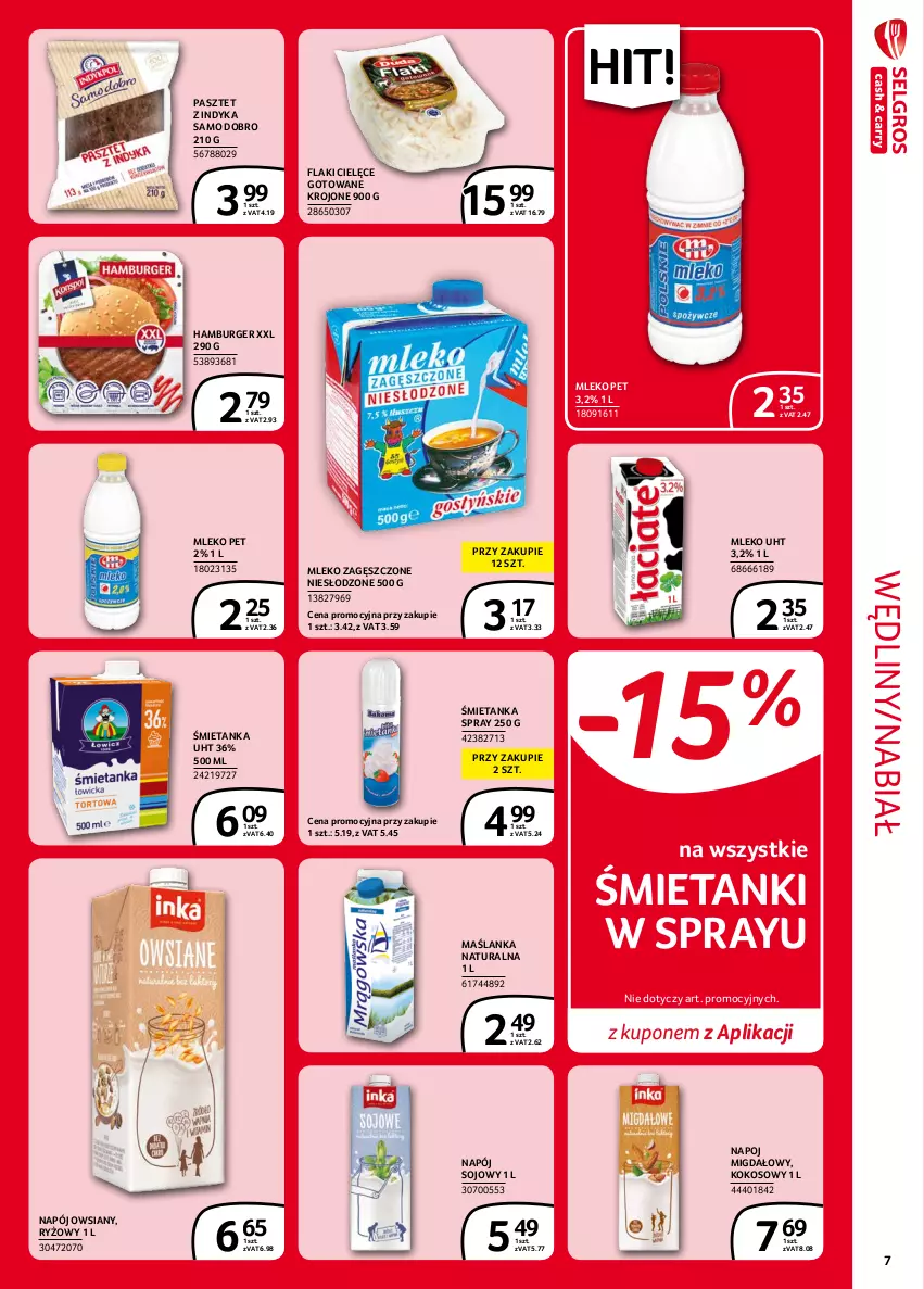 Gazetka promocyjna Selgros - Extra Oferta - ważna 01.09 do 30.09.2021 - strona 7 - produkty: Burger, Flaki, Hamburger, Kokos, Maślanka, Mleko, Mleko zagęszczone, Napój, Pasztet, Pasztet z indyka, Ryż