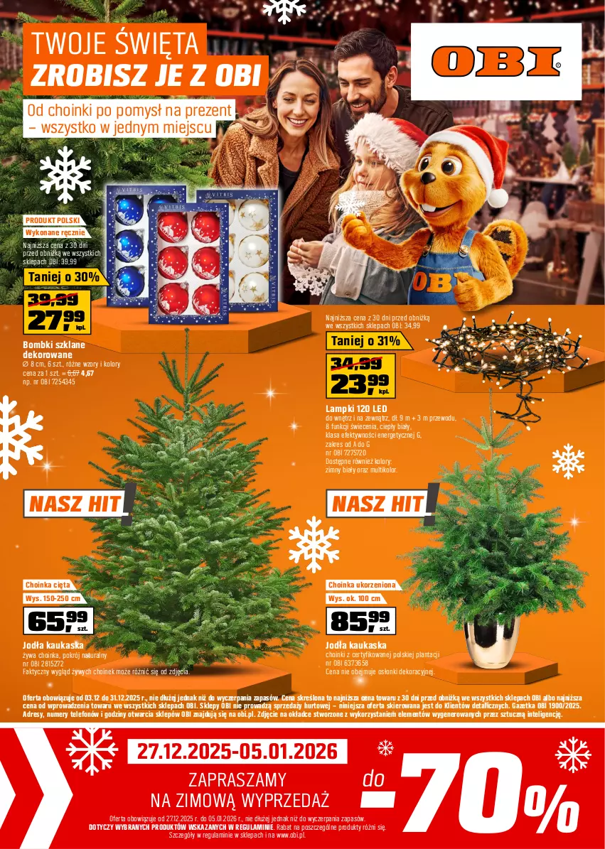 Gazetka promocyjna Obi - Gazetka OBI - ważna 03.12 do 31.12.2025 - strona 1 - produkty: Bombki, Choinka, Dres, Fa, Inka, Intel, Kask, Telefon