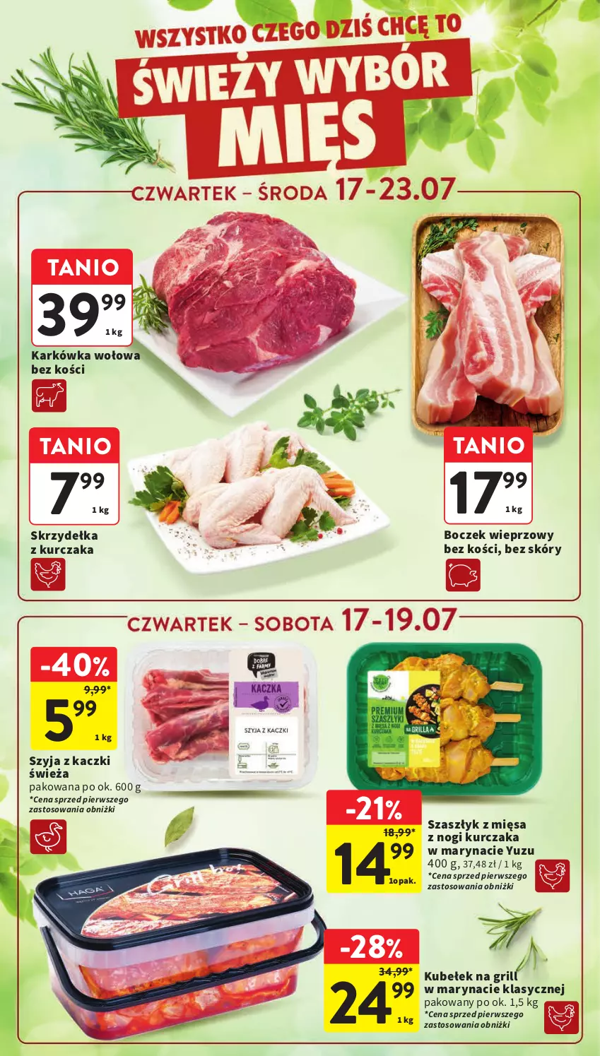 Gazetka promocyjna Intermarche - Gazetka promocyjna - ważna 17.07 do 23.07.2025 - strona 15 - produkty: Boczek, Boczek wieprzowy, Grill, Kurczak, Skrzydełka z kurczaka