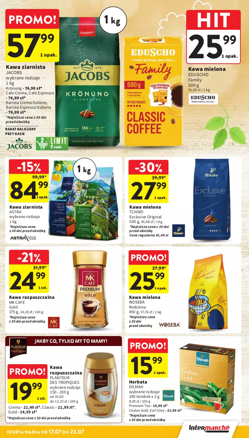 Gazetka promocyjna Intermarche - Gazetka promocyjna - ważna 17.07 do 23.07.2025 - strona 26 - produkty: Dilmah, Earl Grey, Fa, Gin, Herbata, Jacobs, Kawa, Kawa mielona, Kawa rozpuszczalna, Kawa ziarnista, Tchibo, Woseba