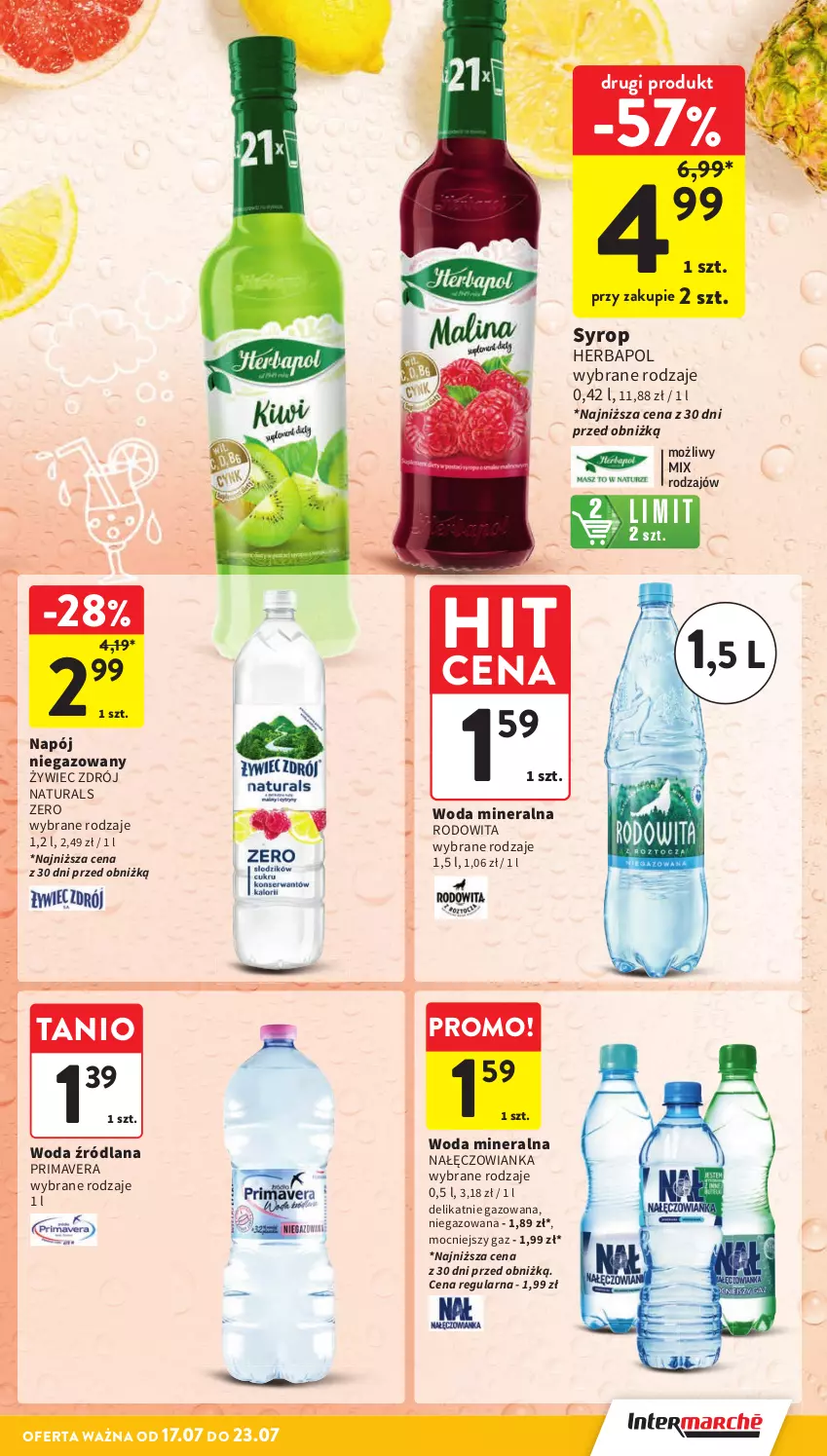 Gazetka promocyjna Intermarche - Gazetka promocyjna - ważna 17.07 do 23.07.2025 - strona 32 - produkty: Herbapol, LANA, Nałęczowianka, Napój, Napój niegazowany, Prima, Primavera, Syrop, Woda, Woda mineralna