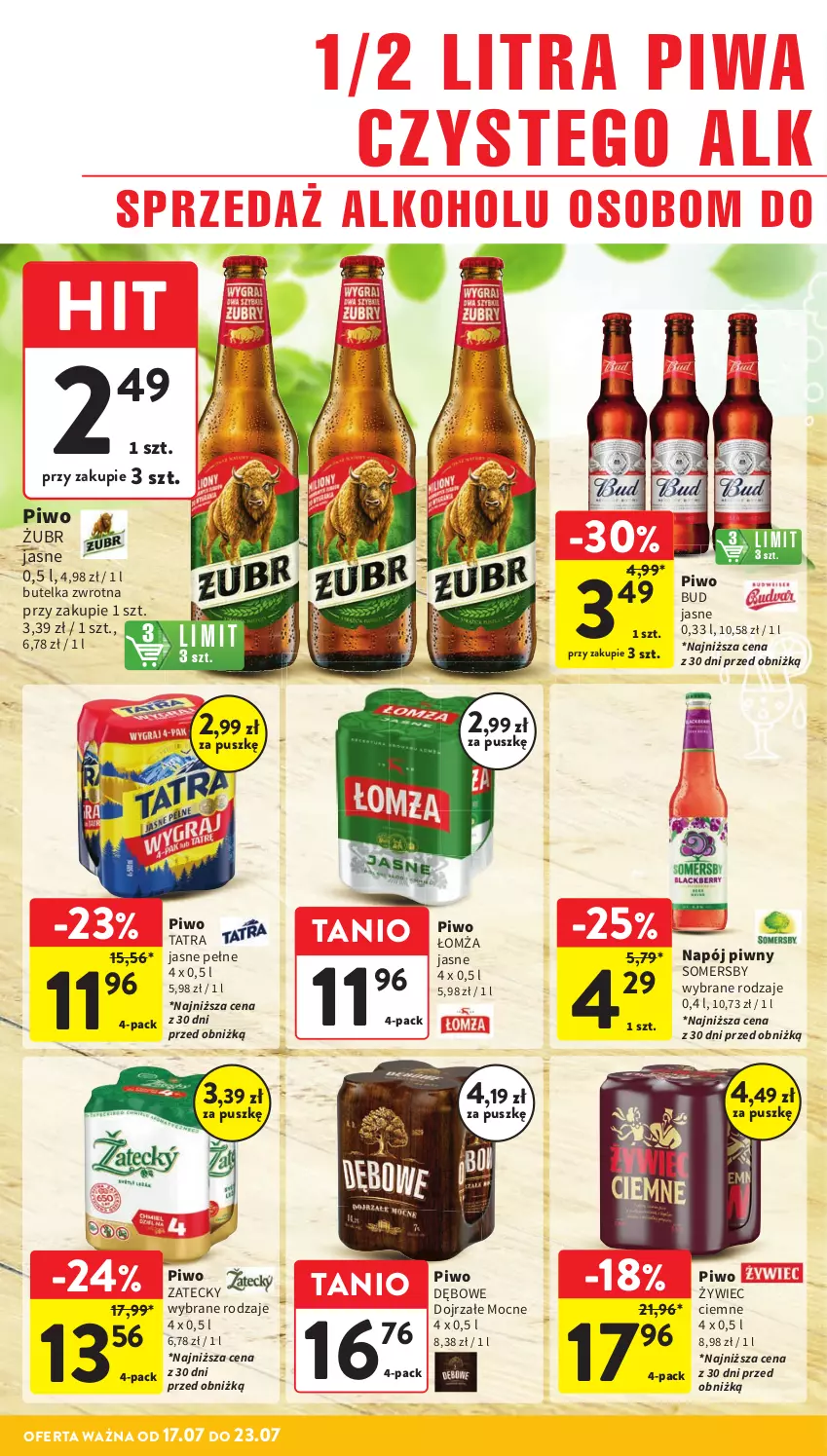Gazetka promocyjna Intermarche - Gazetka promocyjna - ważna 17.07 do 23.07.2025 - strona 33 - produkty: Napój, Piwa, Piwo, Somersby, Tatra