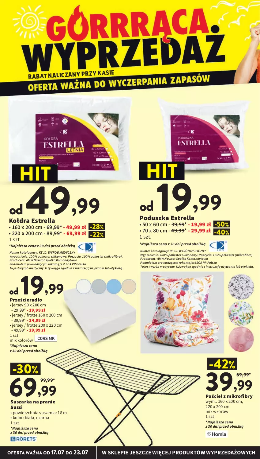 Gazetka promocyjna Intermarche - Gazetka promocyjna - ważna 17.07 do 23.07.2025 - strona 37 - produkty: Kołdra, Poduszka, Półka, Pościel, Prześcieradło, Suszarka, Suszarka na pranie