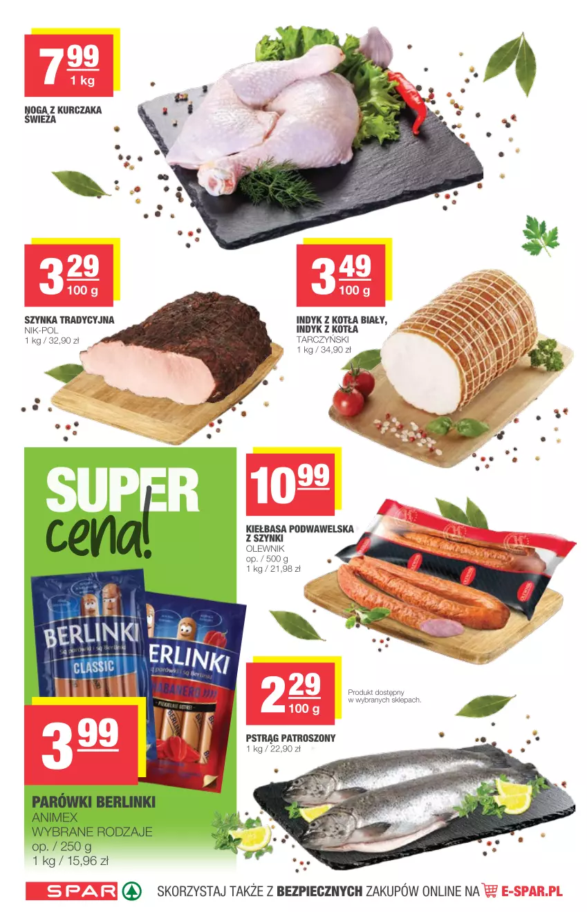 Gazetka promocyjna Spar - Spar - ważna 02.06 do 08.06.2021 - strona 4 - produkty: Kiełbasa, Kiełbasa podwawelska, Kurczak, Olewnik, Piec, Pstrąg, Szynka, Tarczyński, Wawel