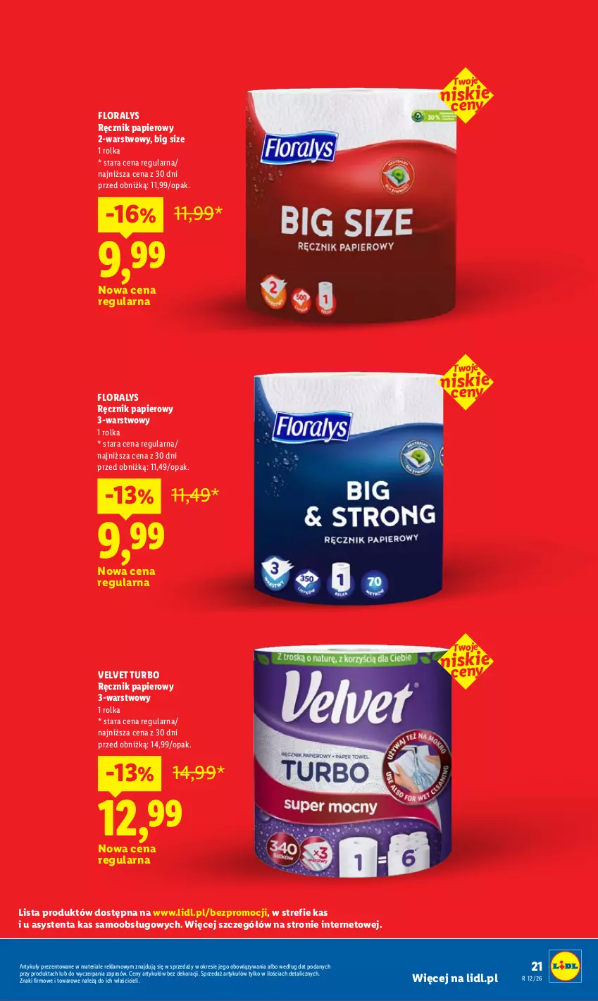 Gazetka promocyjna Lidl - Rewolucja cenowa! - ważna 09.05 do 31.05.2026 - strona 21 - produkty: Flora, Papier, Ręcznik, Velvet