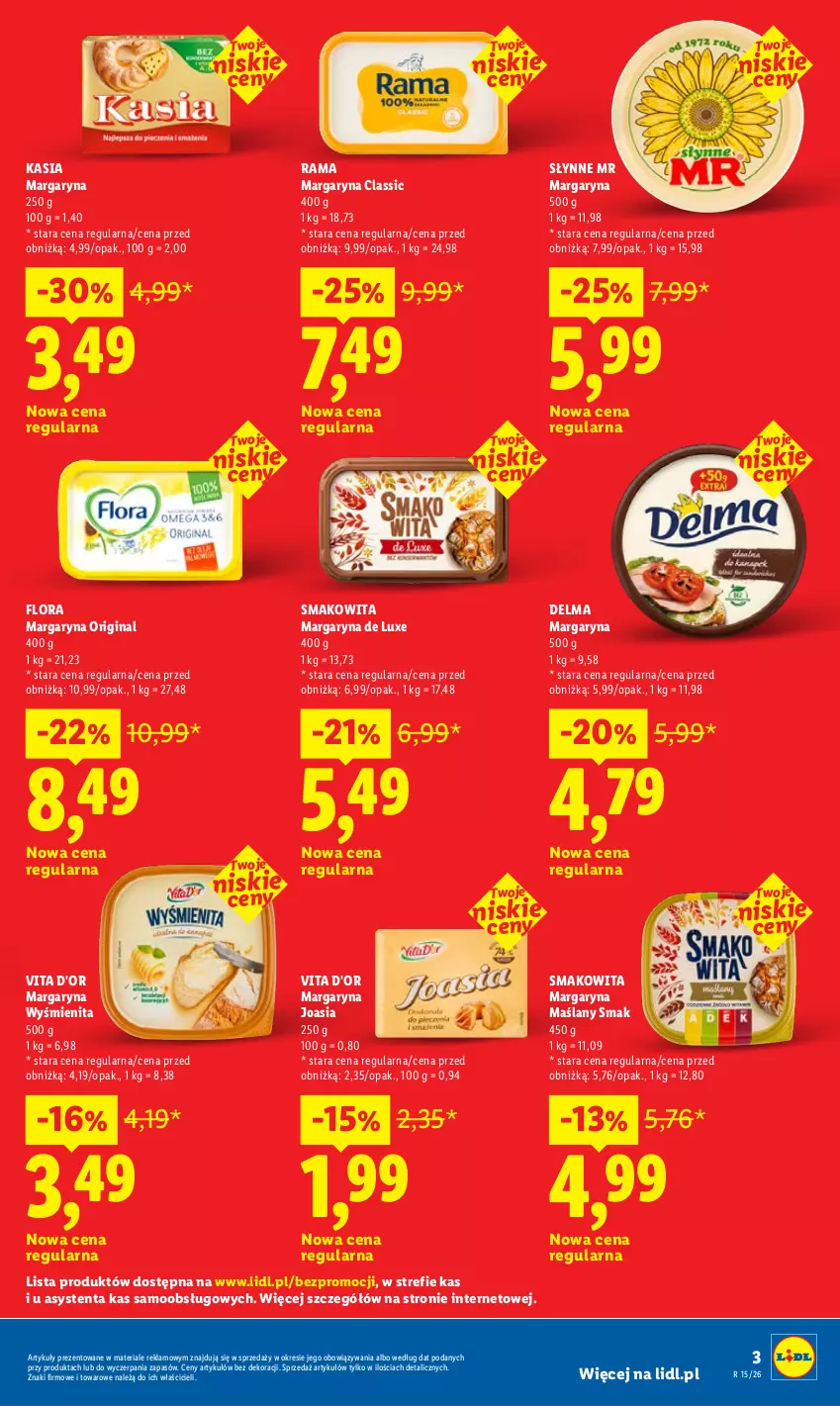 Gazetka promocyjna Lidl - Rewolucja cenowa! - ważna 09.05 do 31.05.2026 - strona 3 - produkty: Delma, Flora, Gin, Kasia, Margaryna, Rama, Słynne, Smakowita