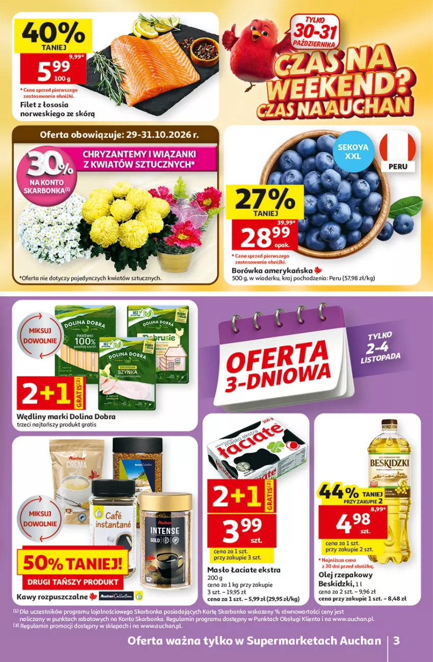Gazetka promocyjna Auchan - 30 Lat Supermarket - ważna 29.10 do 04.11.2026 - strona 3 - produkty: Beskidzki, Borówka, Borówka amerykańska, Gra, Masło, Olej, Olej rzepakowy, Sos