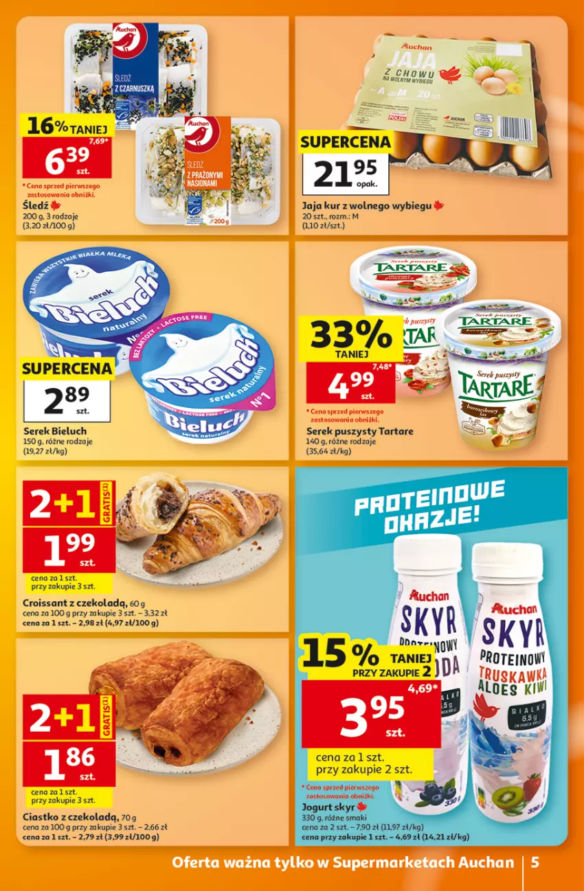 Gazetka promocyjna Auchan - 30 Lat Supermarket - ważna 29.10 do 04.11.2026 - strona 5 - produkty: Bieluch, Croissant, Jaja, Ser, Serek, Serek puszysty, Tarta, Tartare