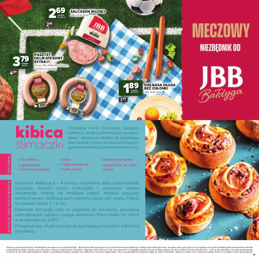 Gazetka promocyjna Stokrotka - Katalog Mistrzostwa Świata 2026! - ważna 11.06 do 24.06.2026 - strona 19 - produkty: BIC, Ciasto francuskie, Kawa, Kiełbasa, Majonez, Mięso, Mus, Nuty, Owoce, Papier, Pasztet, Piec, Salceson, Ser, Sezam, Sos, Talerz, Warzywa