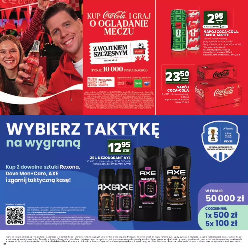 Gazetka promocyjna Stokrotka - Katalog Mistrzostwa Świata 2026! - ważna 11.06 do 24.06.2026 - strona 28 - produkty: Coca-Cola, Dezodorant, Fa, Fanta, Mięso, Napój, Owoce, Sprite, Warzywa