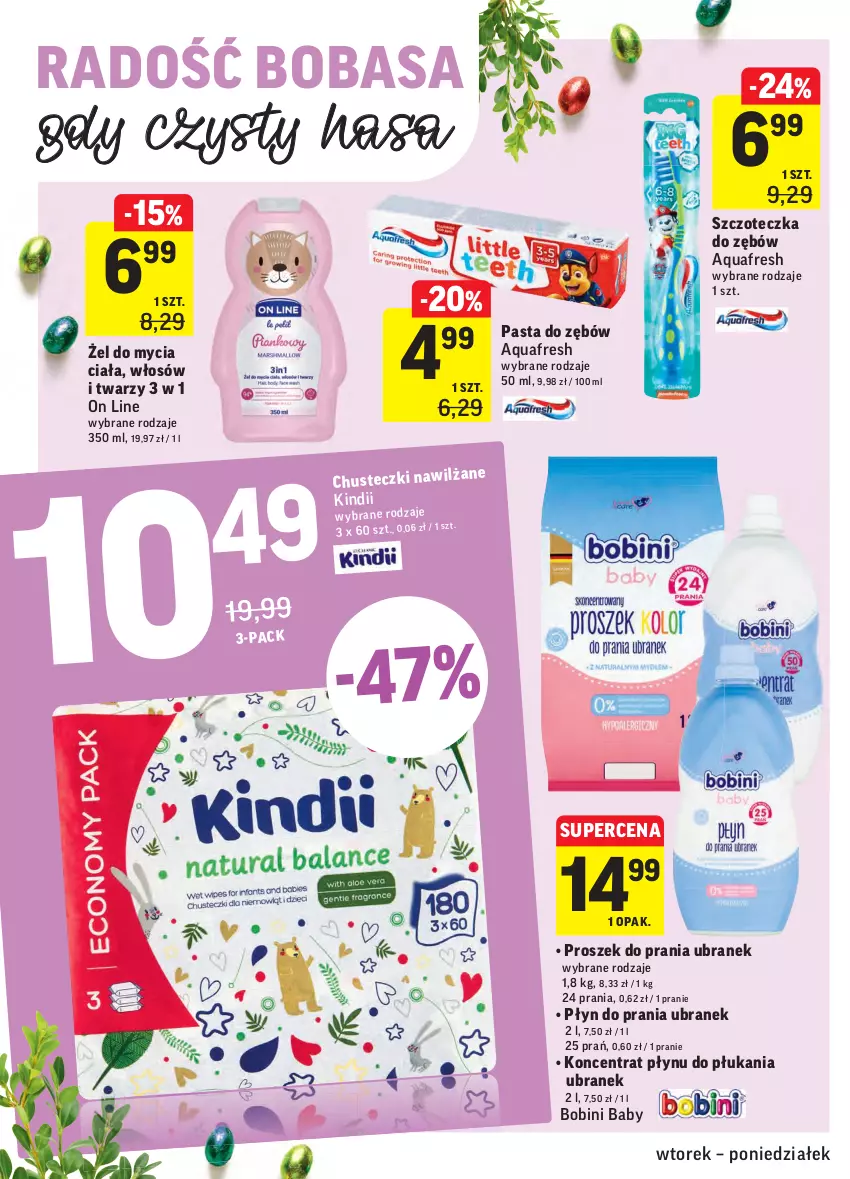 Gazetka promocyjna Intermarche - ważna 09.03 do 15.03.2021 - strona 40 - produkty: Aquafresh, Kindii, Pasta do zębów, Płyn do prania, Proszek do prania, Szczoteczka, Szczoteczka do zębów