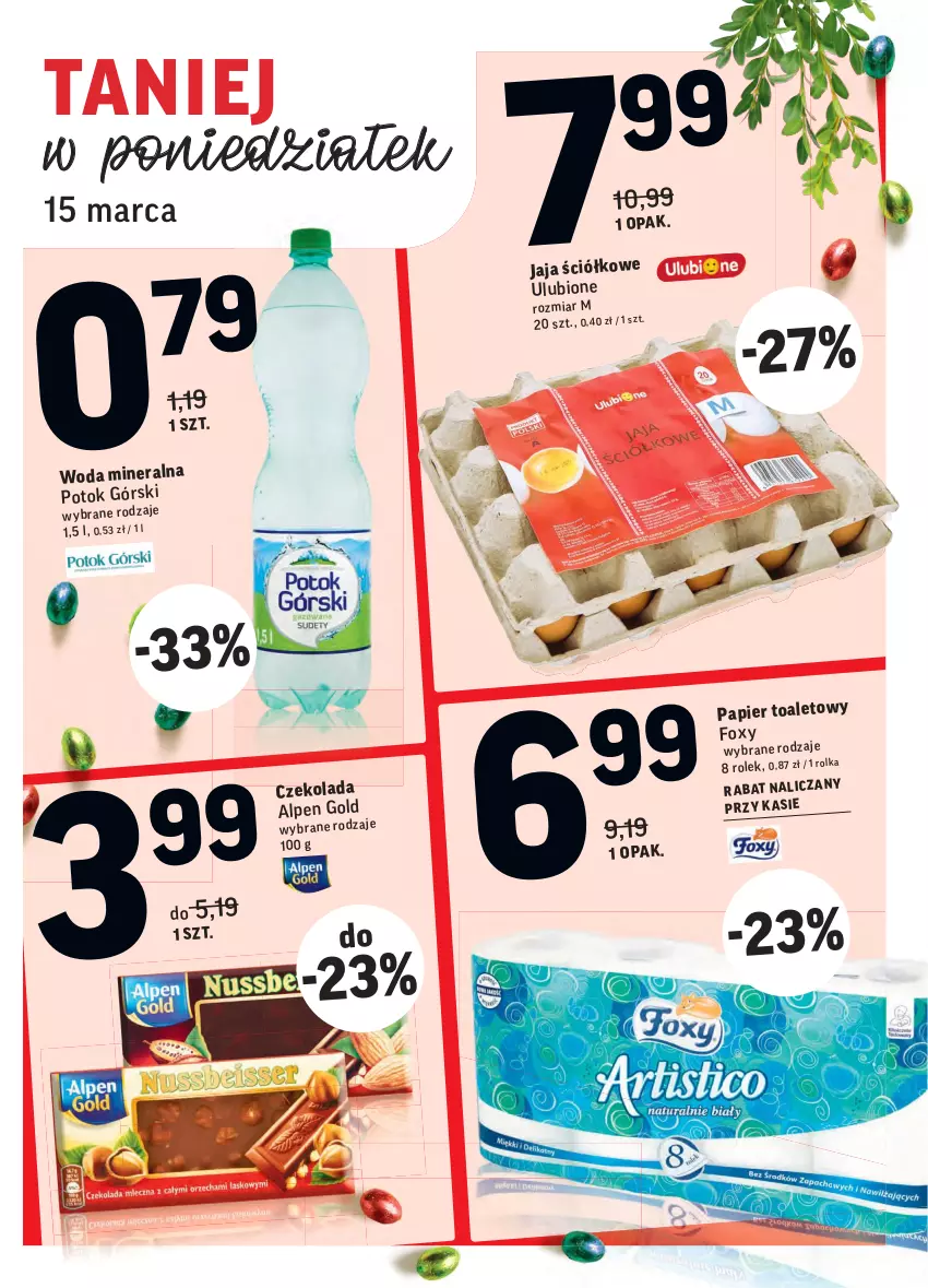 Gazetka promocyjna Intermarche - ważna 09.03 do 15.03.2021 - strona 46 - produkty: Czekolada, Foxy, Jaja, Papier, Woda, Woda mineralna