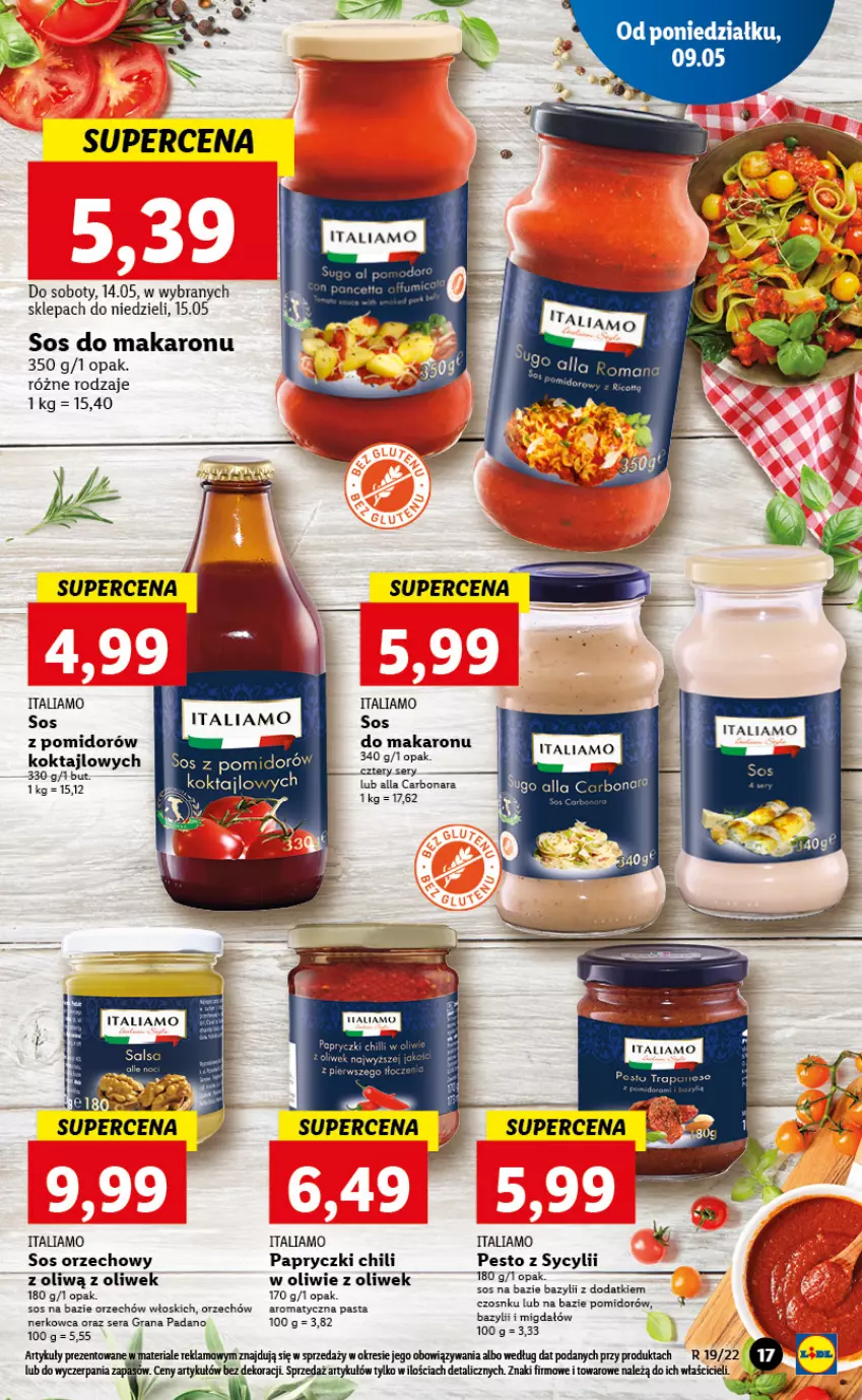 Gazetka promocyjna Lidl - GAZETKA - ważna 09.05 do 11.05.2022 - strona 17 - produkty: Gra, Makaron, Pesto, Ser, Sos, Sos do makaronu