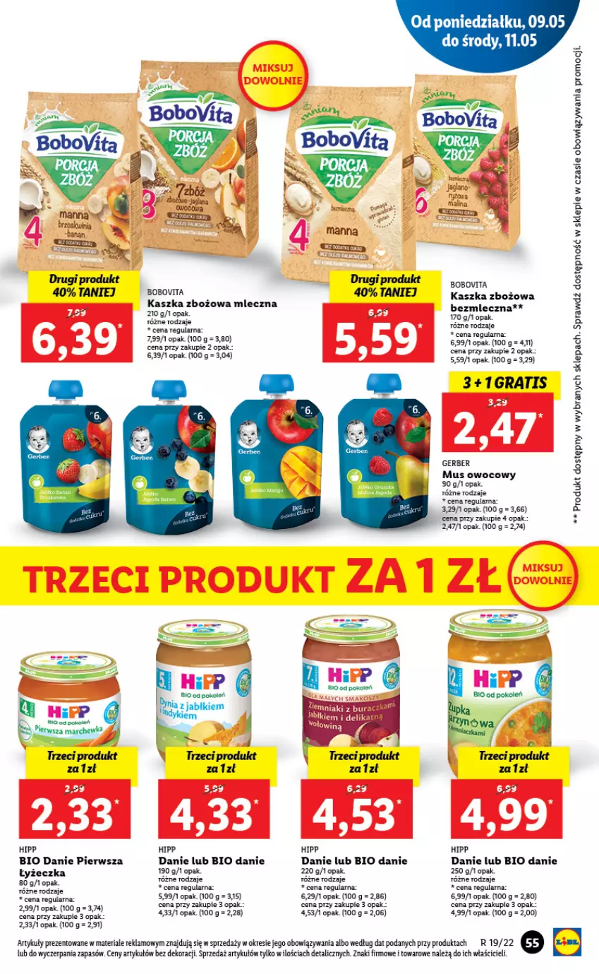 Gazetka promocyjna Lidl - GAZETKA - ważna 09.05 do 11.05.2022 - strona 55 - produkty: BoboVita, Gerber, Gra, HiPP, Hipp Bio, Mus