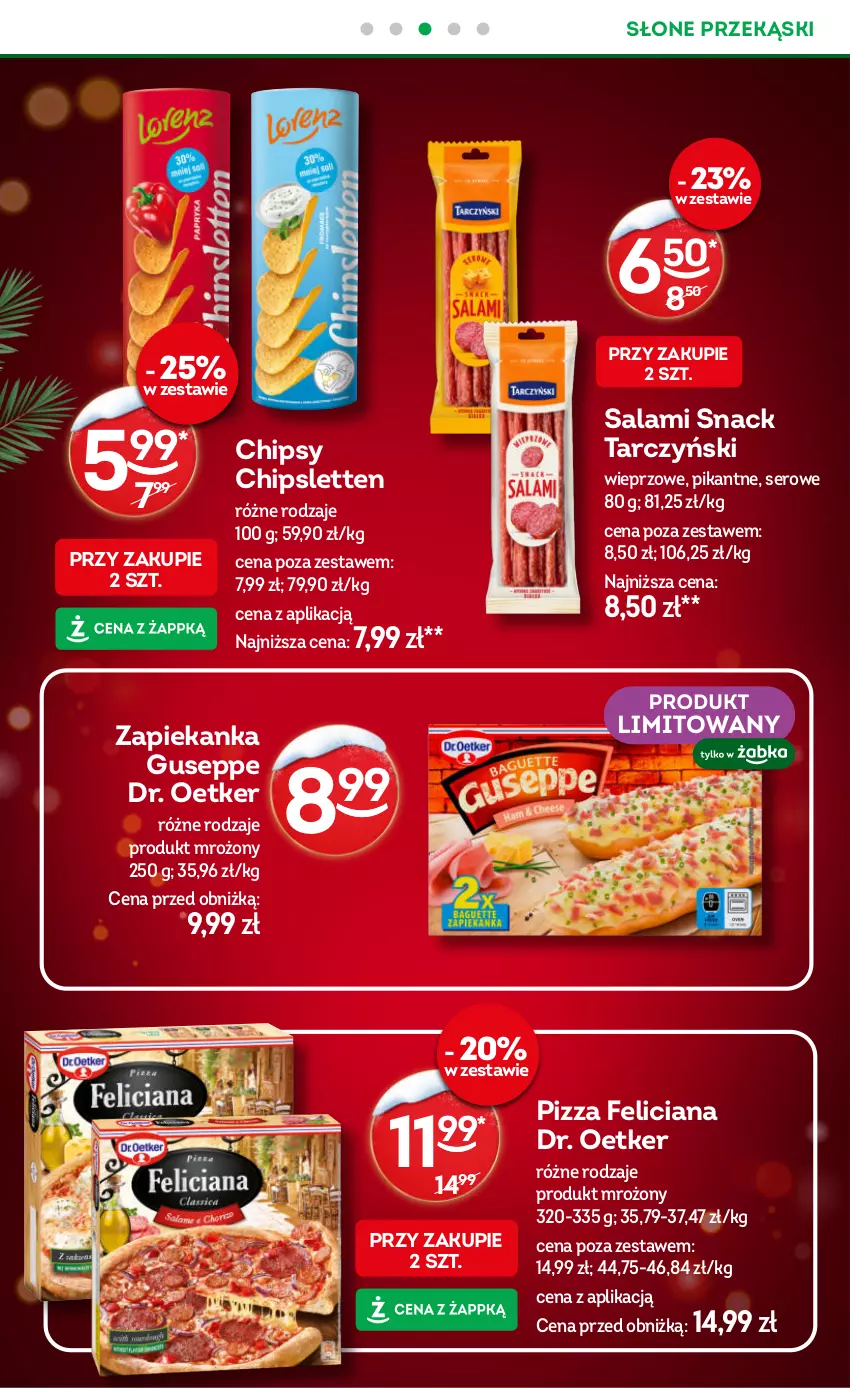 Gazetka promocyjna Żabka - ważna 03.12 do 16.12.2025 - strona 28 - produkty: Chipsy, Dr. Oetker, Feliciana, Pizza, Salami, Ser, Tarczyński, Zapiekanka