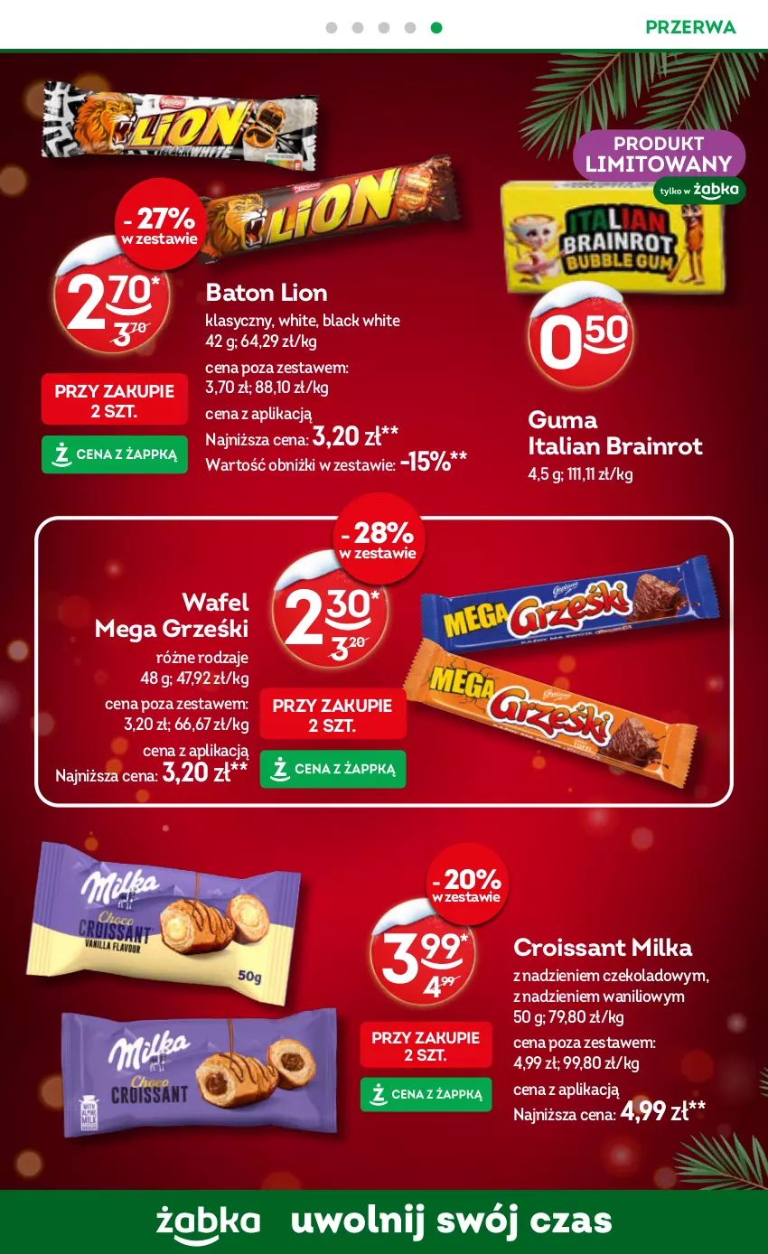Gazetka promocyjna Żabka - ważna 03.12 do 16.12.2025 - strona 58 - produkty: Baton, Croissant, Grześki, Lack, Lion, Milka