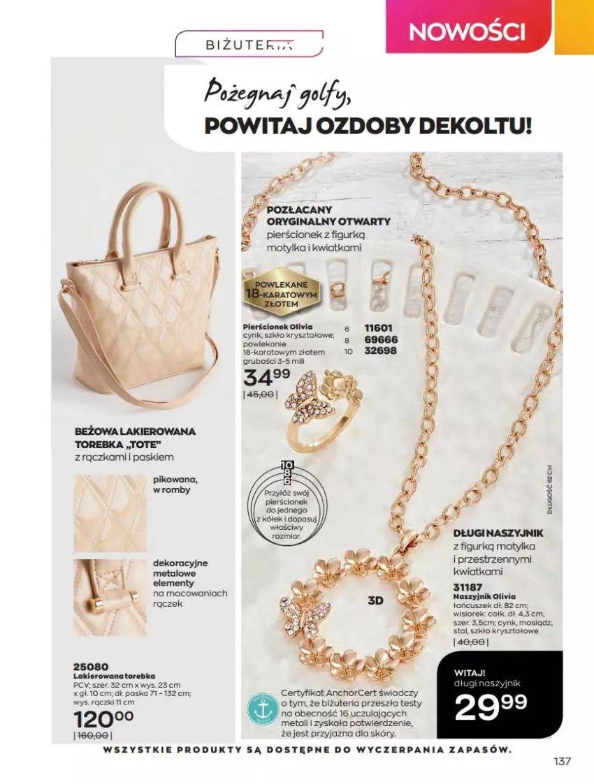 Gazetka promocyjna Avon - Katalog Avon online 4/2021 - ważna 01.04 do 30.04.2021 - strona 137 - produkty: Cynk, Fa, Gin, Lakier, Naszyjnik, Pierścionek, Torebka