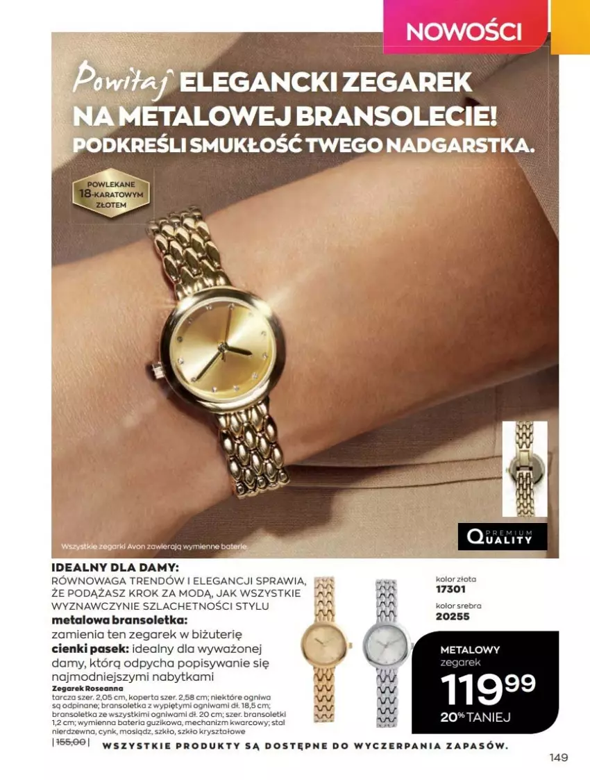 Gazetka promocyjna Avon - Katalog Avon online 4/2021 - ważna 01.04 do 30.04.2021 - strona 149 - produkty: Bransoletka, Cynk, Pasek, Waga, Zegar, Zegarek