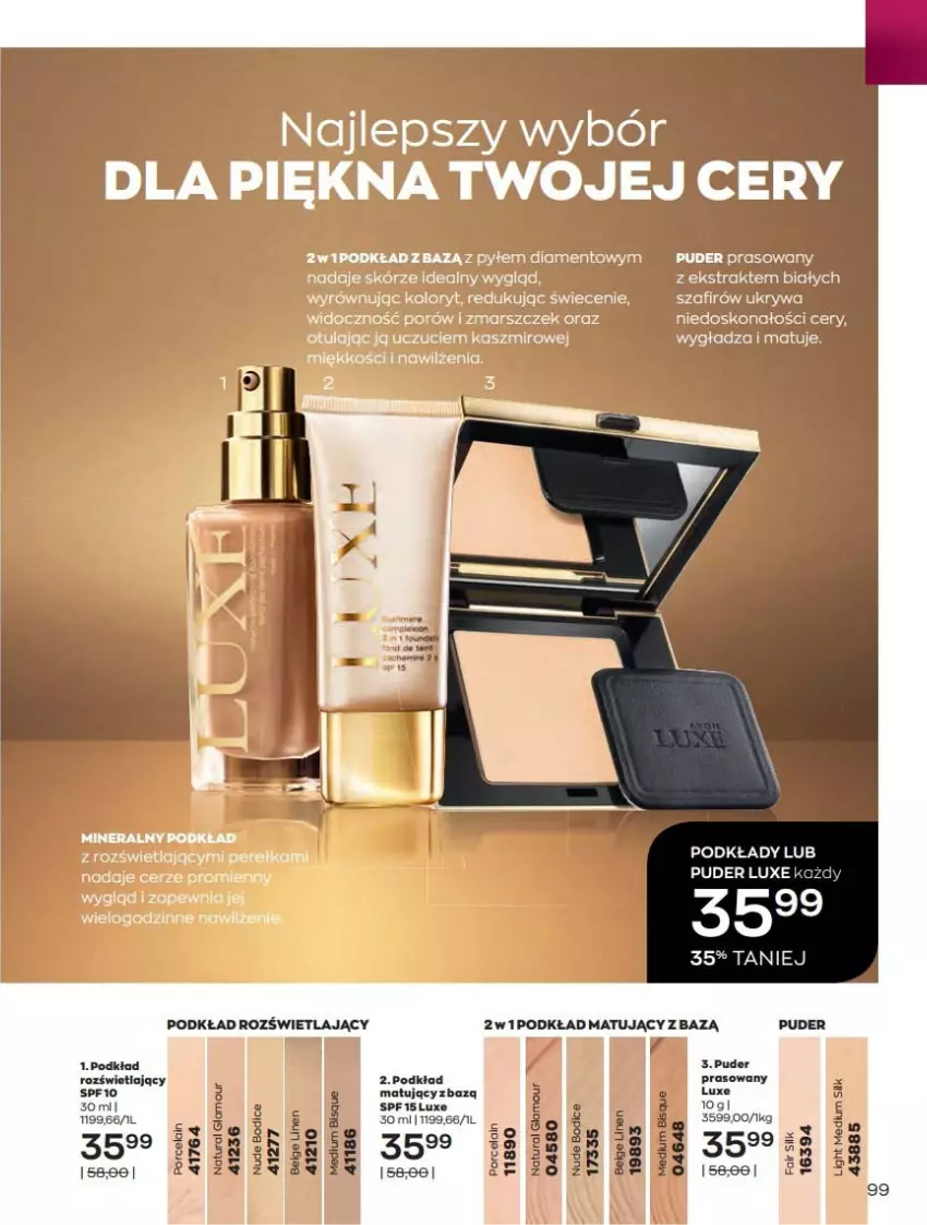 Gazetka promocyjna Avon - Katalog Avon online 4/2021 - ważna 01.04 do 30.04.2021 - strona 99 - produkty: Podkład, Podkład matujący, Puder