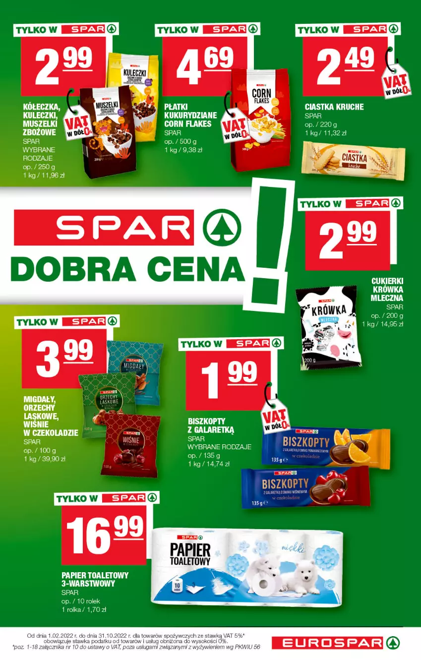 Gazetka promocyjna Spar - EuroSpar - ważna 15.08 do 25.08.2022 - strona 3 - produkty: Biszkopty, Ciastka, Corn flakes, Gala, Migdały, Papier, Papier toaletowy