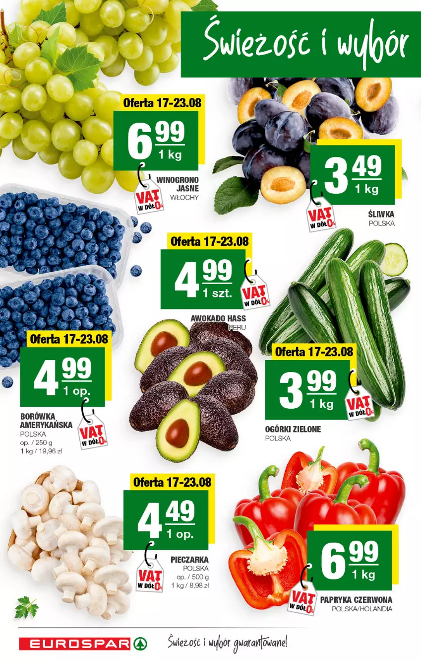 Gazetka promocyjna Spar - EuroSpar - ważna 15.08 do 25.08.2022 - strona 4 - produkty: Borówka, Papryka, Papryka czerwona, Piec, Pieczarka, Wino