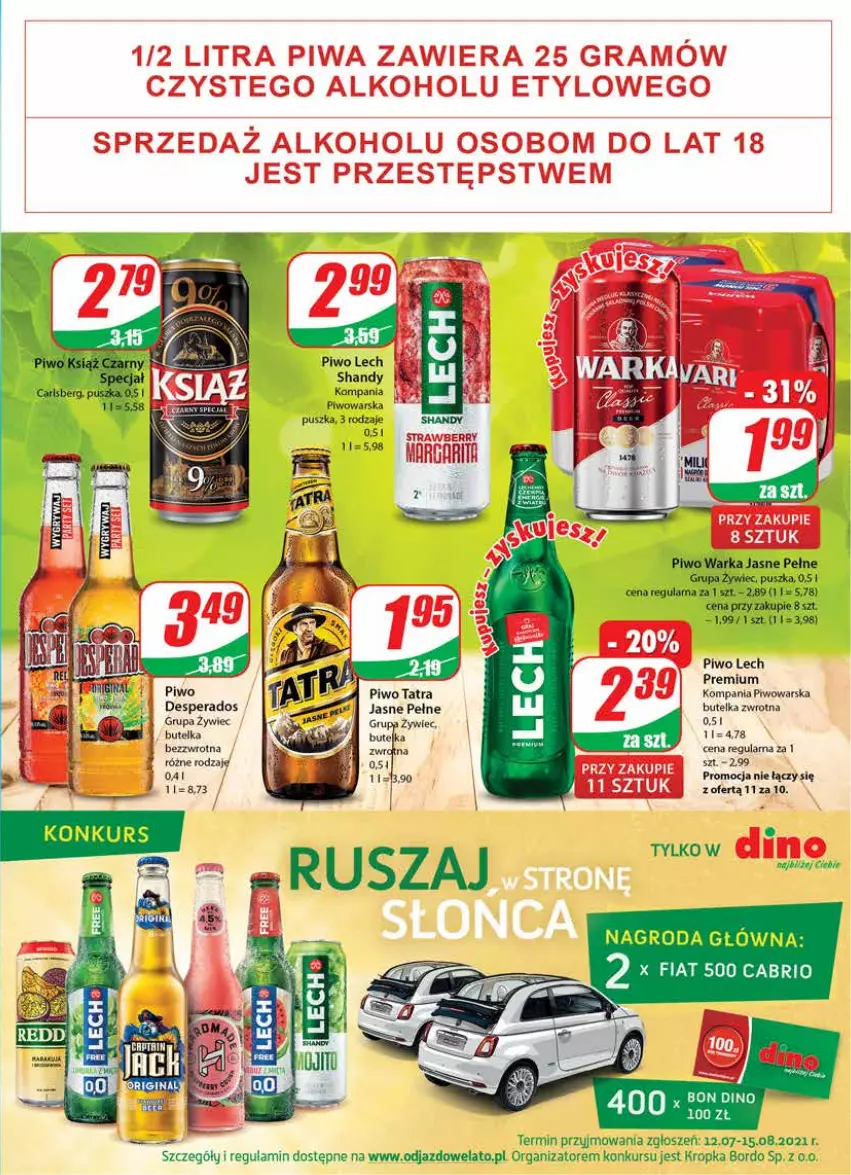 Gazetka promocyjna Dino - Gazetka - ważna 21.07 do 27.07.2021 - strona 15 - produkty: Desperados, Lech Premium, Piwo, Tatra, Warka
