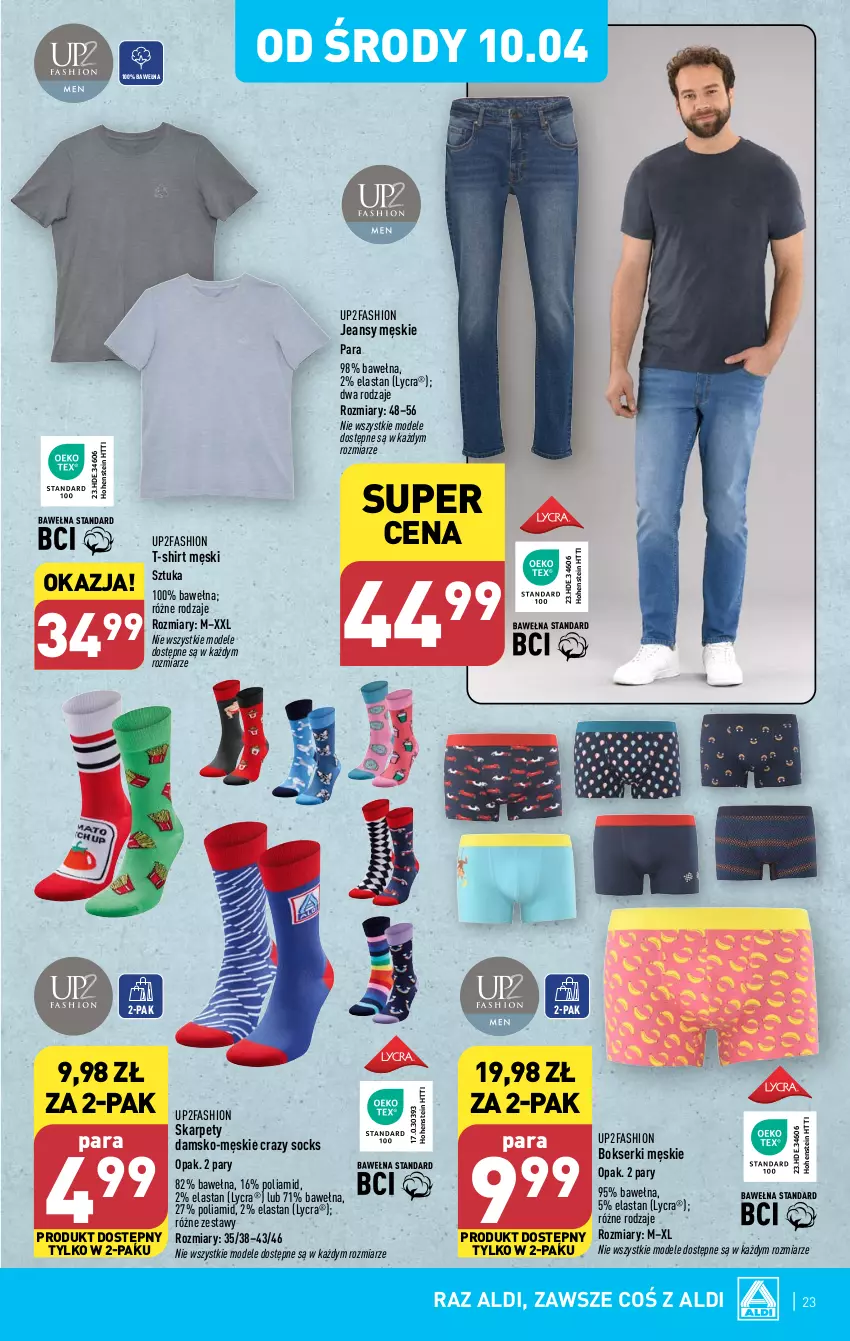 Gazetka promocyjna Aldi - Pełna oferta - ważna 08.04 do 13.04.2024 - strona 23 - produkty: Bokserki, Fa, Karp, Ser, T-shirt, Wełna