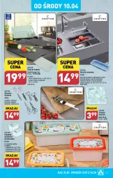 Gazetka promocyjna Aldi - Pełna oferta - Gazetka - ważna od 13.04 do 13.04.2024 - strona 25 - produkty: Makaron, Ser, Noż, Durszlak, Nożyczki, Zlew, Serwetki, Pojemnik, Deska do krojenia, Tarka, Otwieracz, Miska