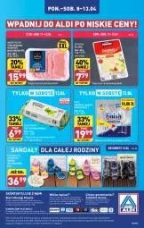 Gazetka promocyjna Aldi - Pełna oferta - Gazetka - ważna od 13.04 do 13.04.2024 - strona 34 - produkty: Ser, Por, Hofburger, Finish, Jaja, Tablet, Mięsne specjały, Sandał, O nas, Schab wieprzowy, Burger, Biuro, Zmywarki, Tabletki do zmywarki, Jaja z wolnego wybiegu