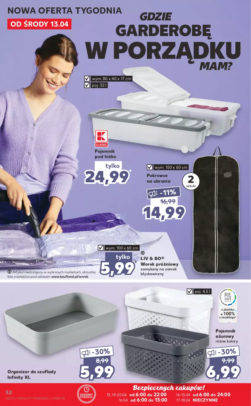 Gazetka promocyjna Kaufland - OFERTA TYGODNIA - ważna 13.04 do 20.04.2022 - strona 52 - produkty: Dres, Organizer, Piec, Pojemnik, Por, Ubrania