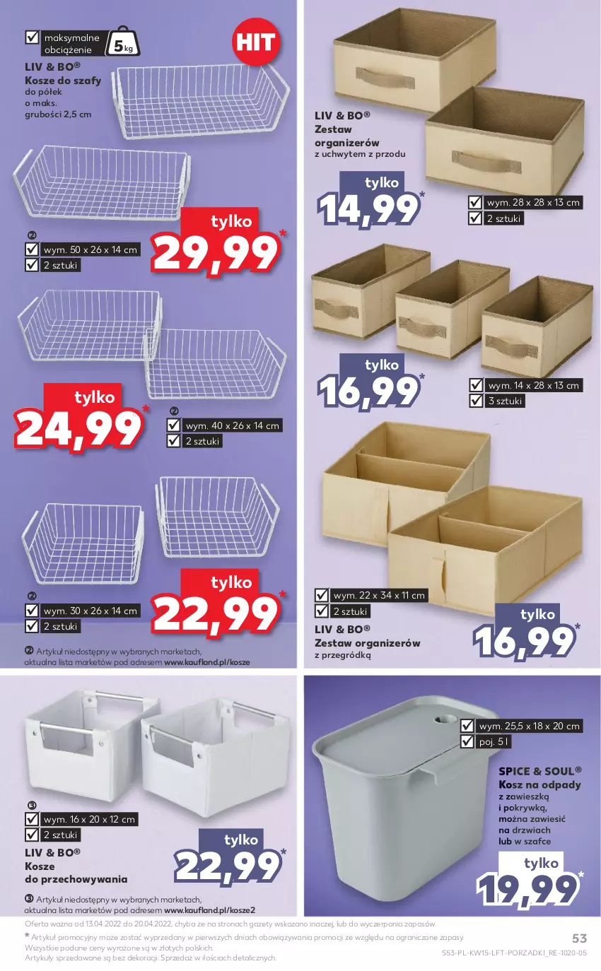 Gazetka promocyjna Kaufland - OFERTA TYGODNIA - ważna 13.04 do 20.04.2022 - strona 53 - produkty: Dres, Drzwi, Gra, Kosz, Kosz na odpady, Organizer, Por