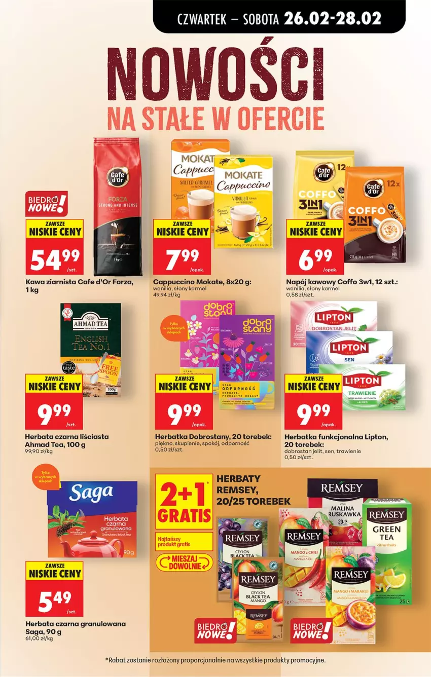 Gazetka promocyjna Biedronka - Od Czwartku - ważna 26.02 do 04.03.2026 - strona 43 - produkty: Cappuccino, Gra, Herbata, Herbata czarna, Kawa, Kawa ziarnista, Lack, Lipton, Mango, Napój, Por, Saga