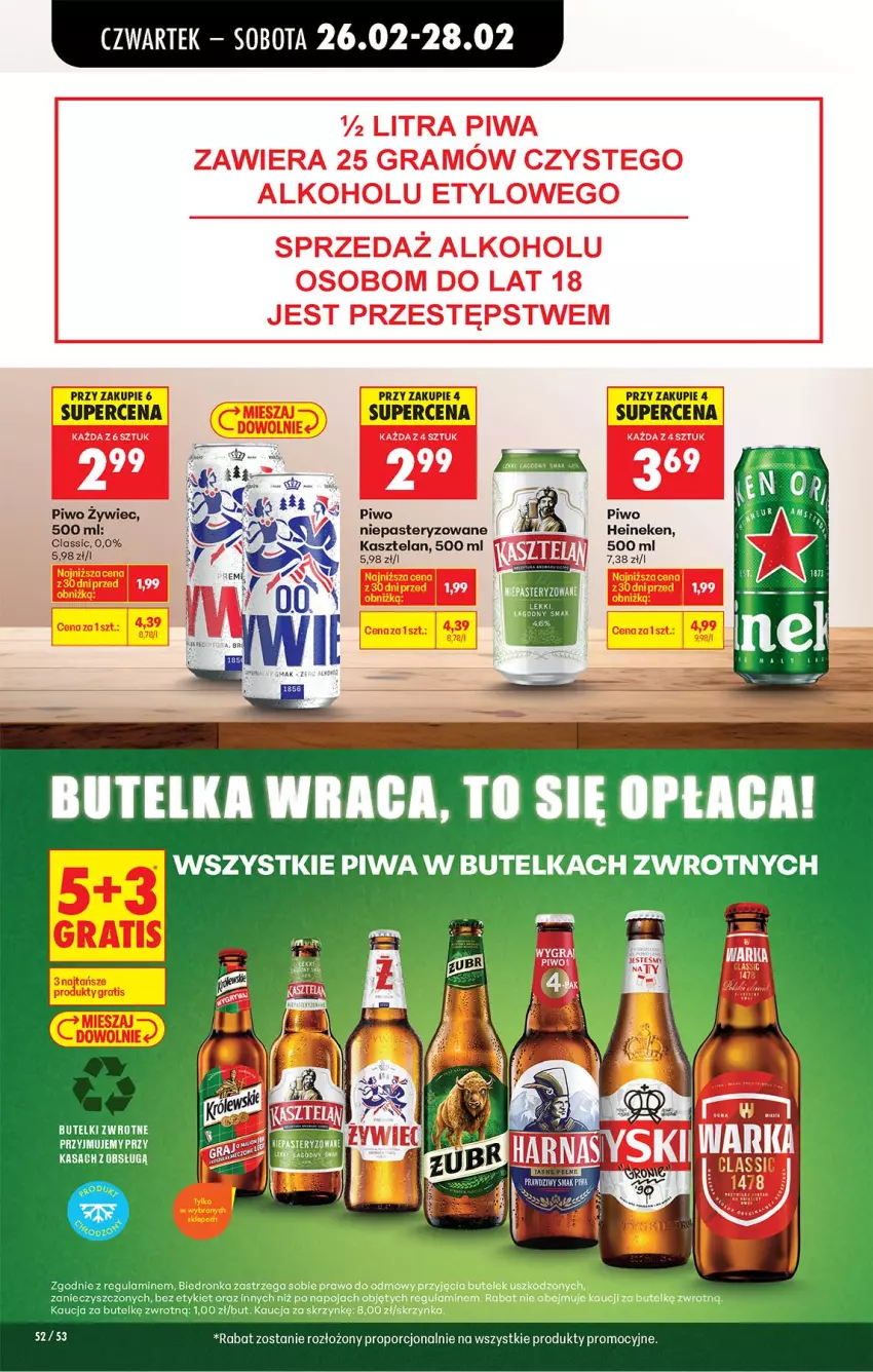 Gazetka promocyjna Biedronka - Od Czwartku - ważna 26.02 do 04.03.2026 - strona 62 - produkty: Heineken, Kasztelan, Pajac, Piwa, Piwo, Por