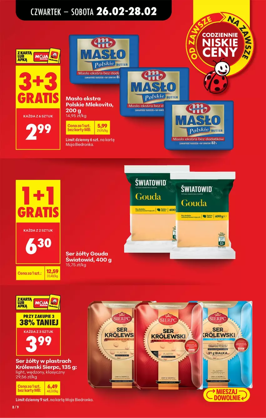 Gazetka promocyjna Biedronka - Od Czwartku - ważna 26.02 do 04.03.2026 - strona 8 - produkty: Dior, Gouda, Królewski, Masło, Mleko, Mlekovita, Ser