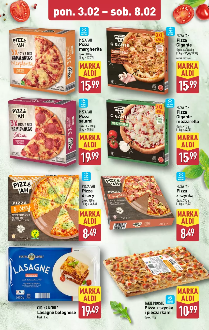 Gazetka promocyjna Aldi - Okazje na weekend - ważna 06.02 do 08.02.2025 - strona 7 - produkty: Lasagne, Lasagne bolognese, Mozzarella, Piec, Pieczarka, Pizza, Pizza margherita, Salami, Ser