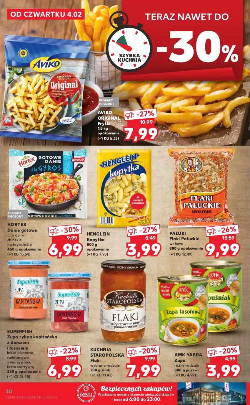 Gazetka promocyjna Kaufland - OFERTA TYGODNIA - ważna 04.02 do 10.02.2021 - strona 30 - produkty: BIC, Danie gotowe, Dorsz, Flaki, Frytki, Gin, Gyros, Hortex, Kopytka, Kuchnia, Kuchnia Staropolska, Piec, Sos, Tera, Warzywa, Zupa