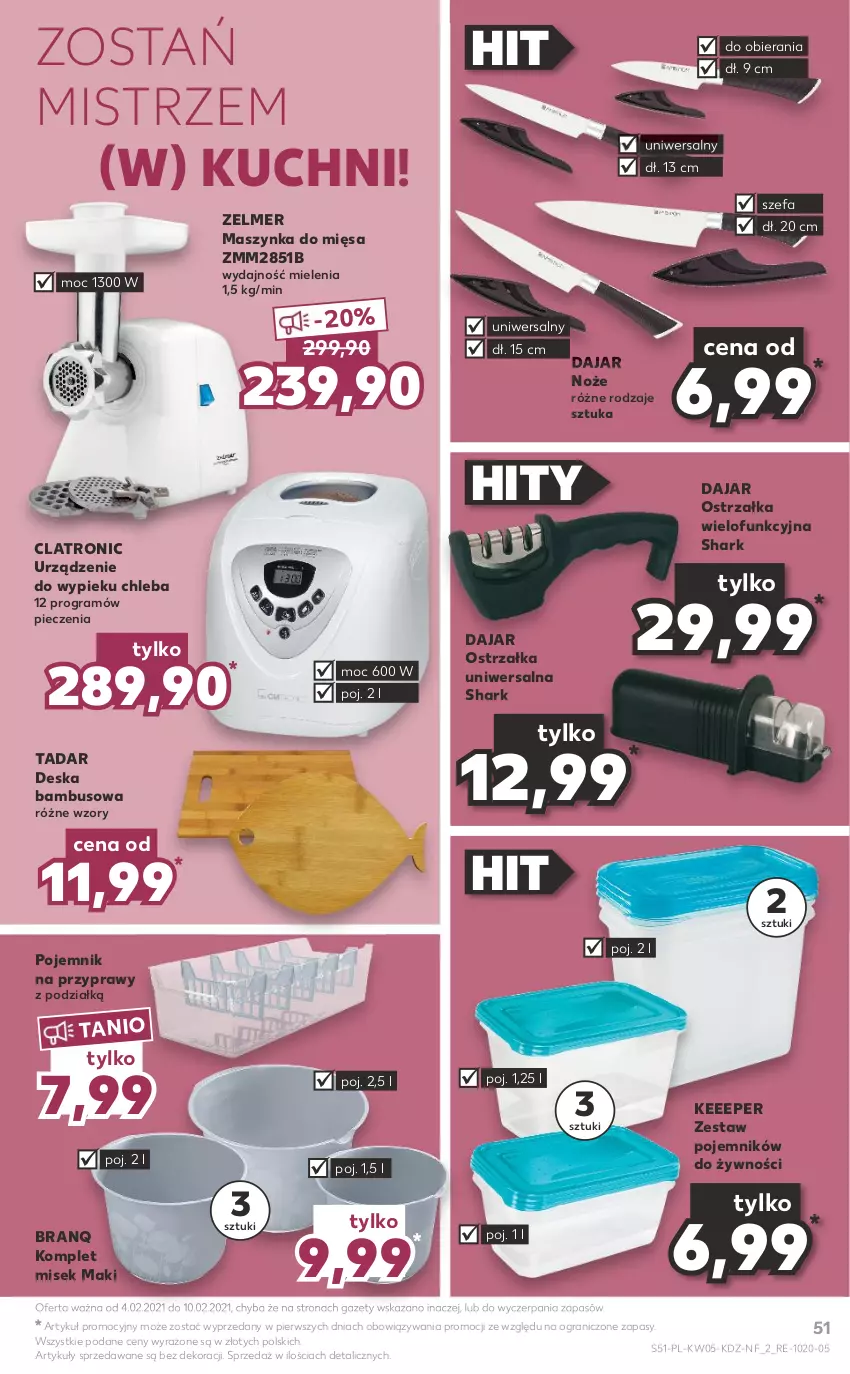 Gazetka promocyjna Kaufland - OFERTA TYGODNIA - ważna 04.02 do 10.02.2021 - strona 51 - produkty: Chleb, Fa, Gra, Maszynka, Noż, Piec, Pojemnik, Pojemnik na przyprawy, Przyprawy, Szynka, Zelmer